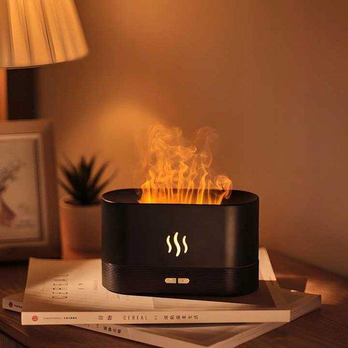 Nawilżacz powietrza z efektem ognia dyfuzor, kominek, aromaterapia LED