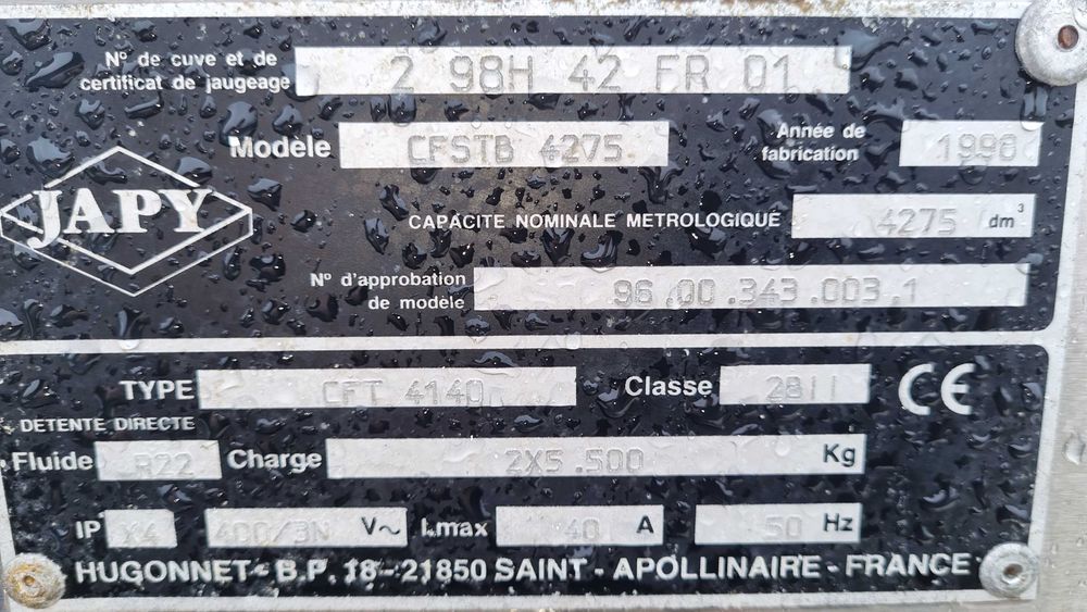 Schładzalnik zbiornik chłodnia do mleka 4000l  Gwarancja 6M