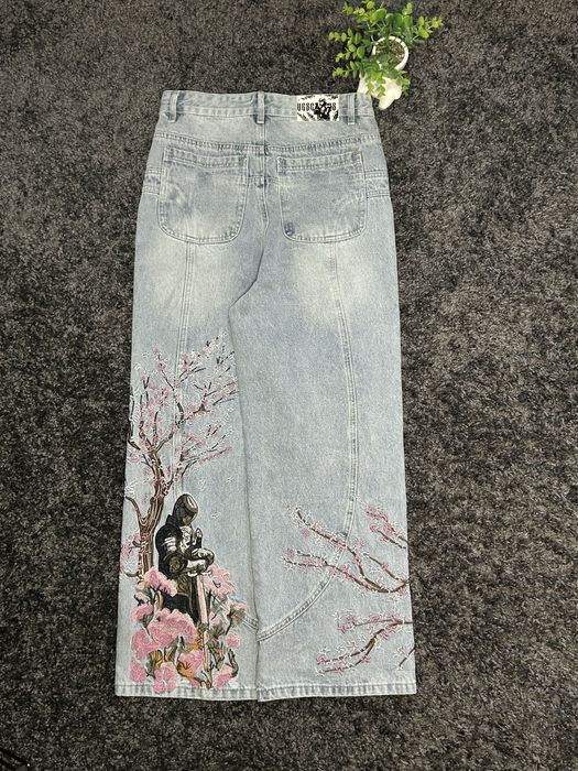 Джинси Vescartes / Сакура jeans Sacura baggy / Широкі джинси з лицарем