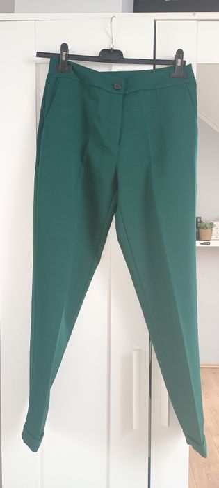 Nowe spodnie eleganckie butelkowa zieleń