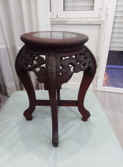 floreira antiga madeira  (tacula rosa) pedra mármore chinesa antiga