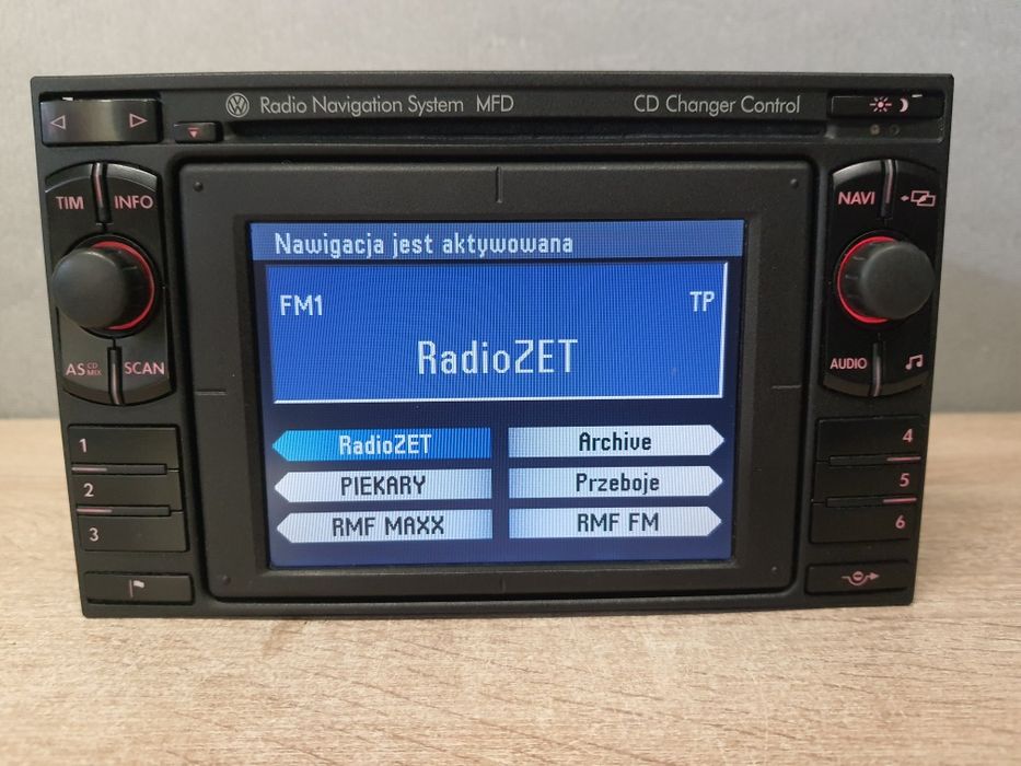 Radio samochodowe VW MFD + kod AUX Nawigacja polski język / Volkswagen Golf, Passat, Corrado itd Zadbane