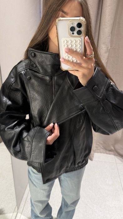 Куртка  Zara з ефектом шкіри в стилі ysl