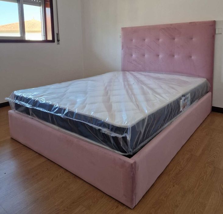 Camas de Casal Estofadas de Luxo 199€ Disp. em Várias Cores! 190x140m!