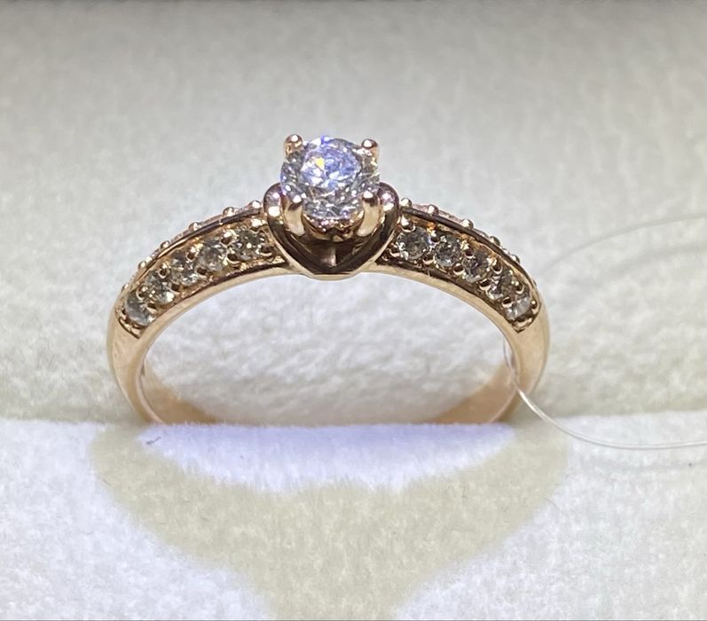 Новое золотое кольцо с натуральными бриллиантами 0,56 сt, Sova, 16 р.