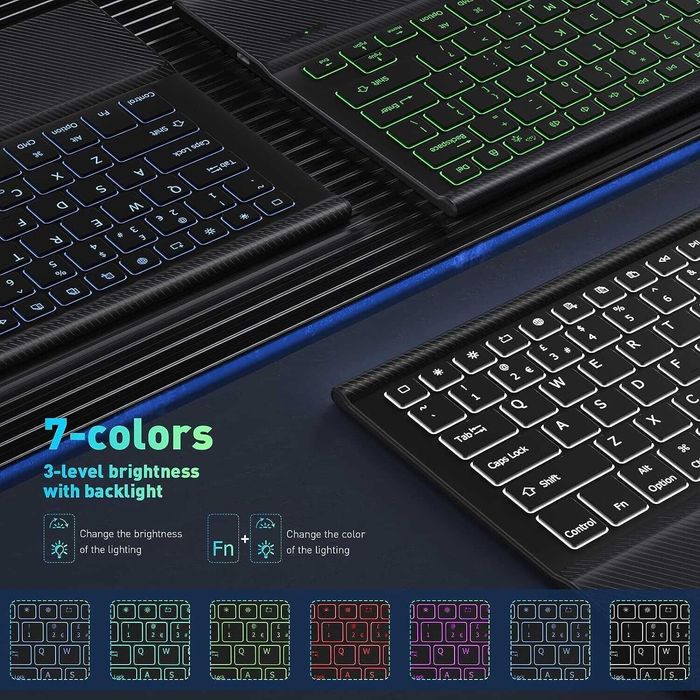 Doohoeek etui klawiatura LED RGB touchpad do iPad Pro 12.9" 6/5/4/3