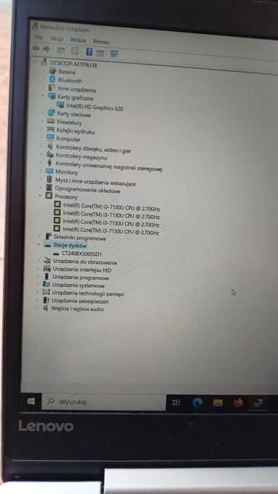 Laptop Lenovo i3 2.7ghz; 8gb ram; 224gb dysk; obejrzysz i kupisz