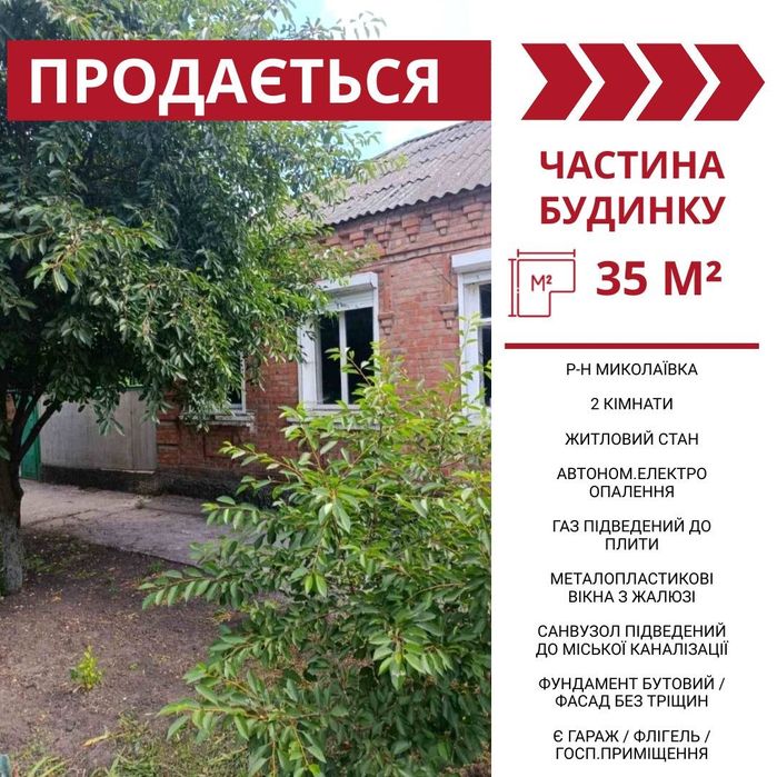 Продається частина будинку в Кропивницькому, р-н Миколаївка