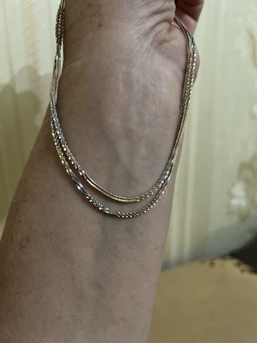 Серебряная цепочка s925 Italy, 60 см, трёхцветное покрытие