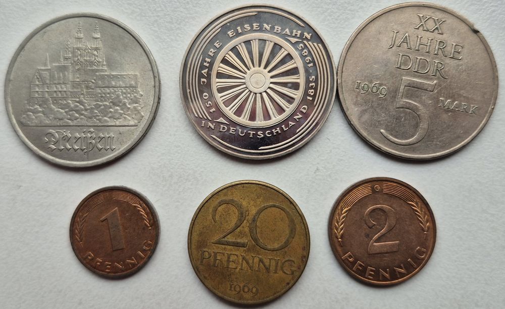 Набір монет Німеччини 1969 - 1992 років 6 шт.
