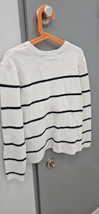 H&M sweter sweterek w pasy bialy 134/140
