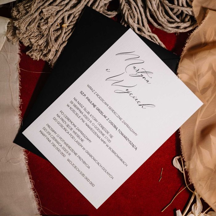 zaproszenia ślubne klasyczna czerń