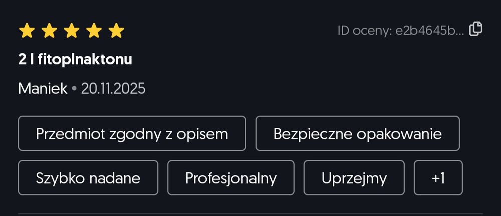 Fitoplankton z 13.02.26 1 l do akwarium morskiego pokarm dla korali