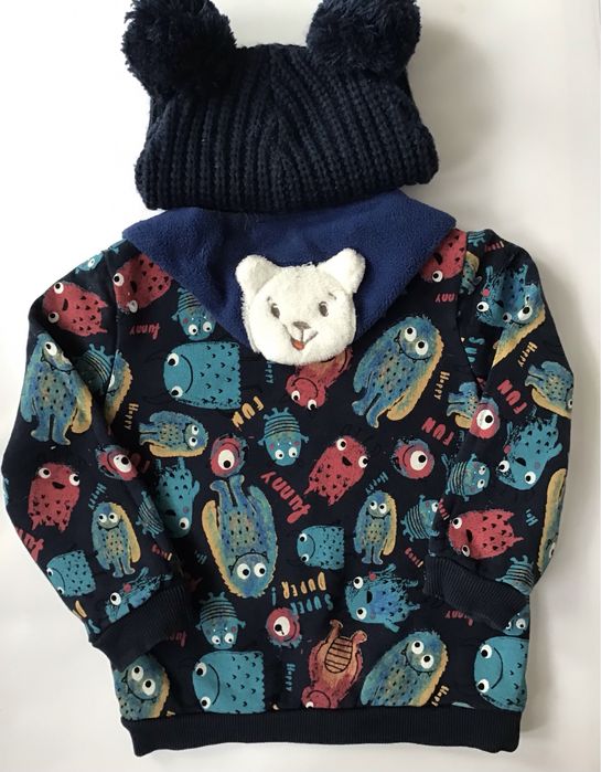 Zestaw Bluza i spodnie Monter + szaliczek + czapka rozm. 92 cm