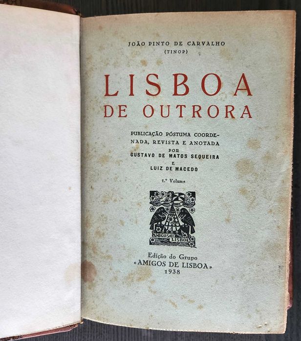 João Pinto de Carvalho (Tinop)- Lisboa de Outrora [in 8º monovolume]