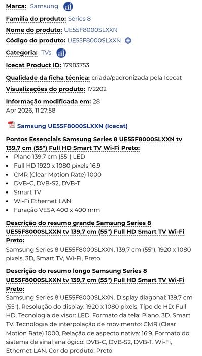 Smart TV Samsung "55" Série F8000