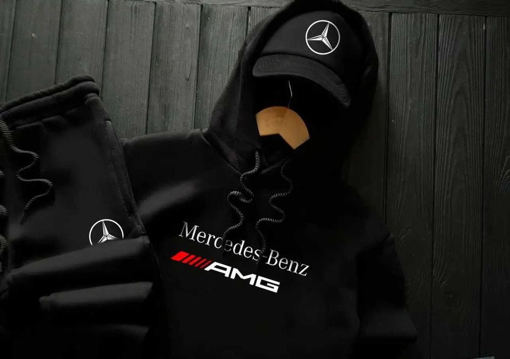 Спортивный костюм мужской на флисе Mercedes Benz AMG толстовка штаны