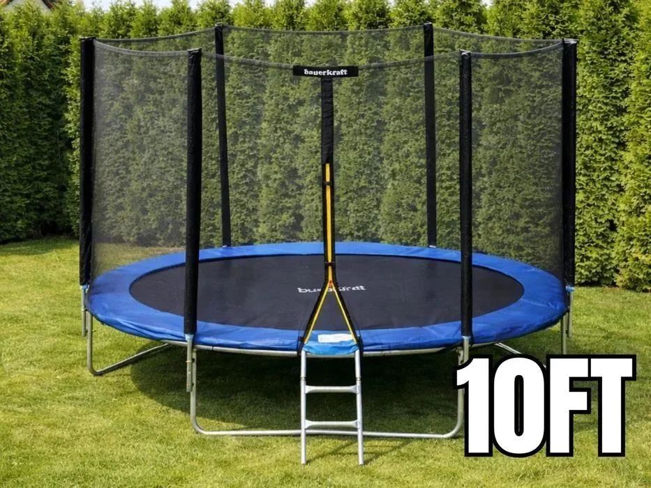 NOWA Trampolina Ogrodowa 10 FT Dla Dzieci Dziecka 305 312 cm Sport Duża Do Ogrodu Z Siatką i Drabinką Solidna Na działkę Fitness 3m Wysyłka OKAZJA! FV