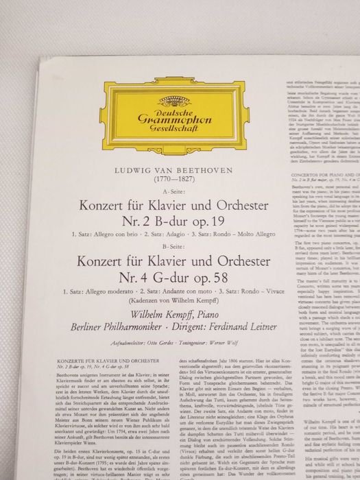 Wilhelm Kempff, Deutsche Grammophon, Beethoven, vinyl LP