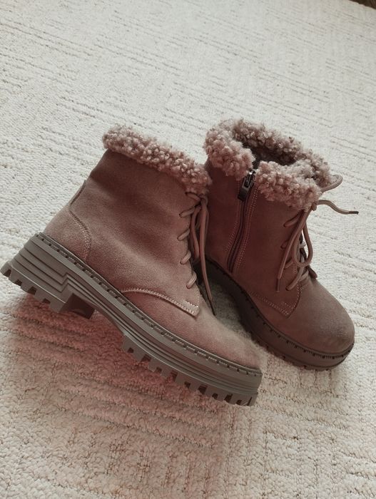жіночі зимові черевики із натуральної замші  з утепленням овчина 36