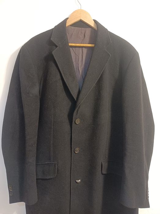 Czarny płaszcz męski Dressmann wełna kaszmir rozmiar 56