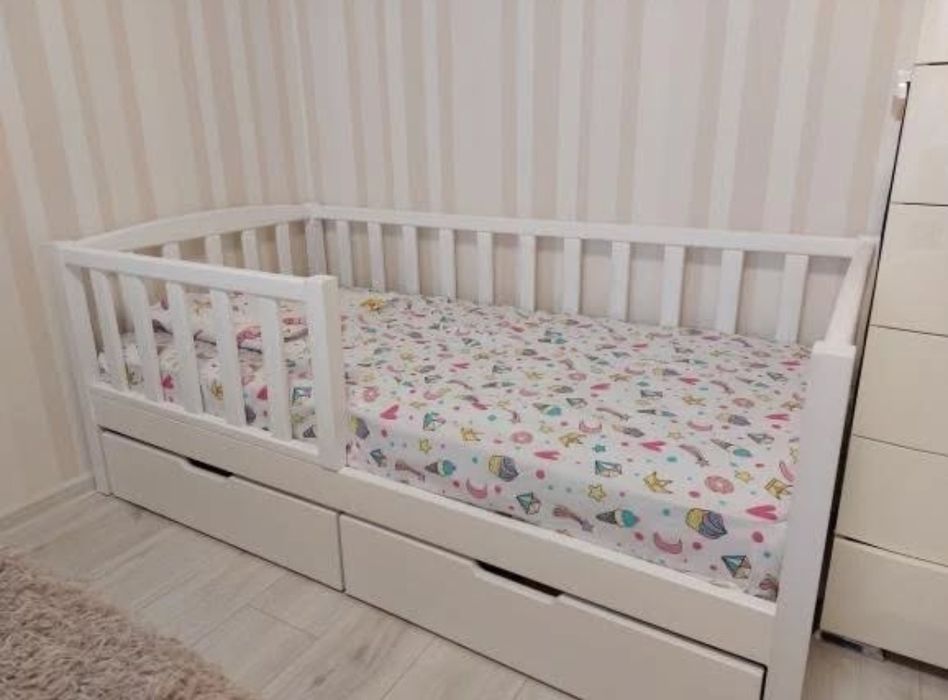 Міцне дитяче ліжко з шухлядами від виробника! Витримує до 150 кг