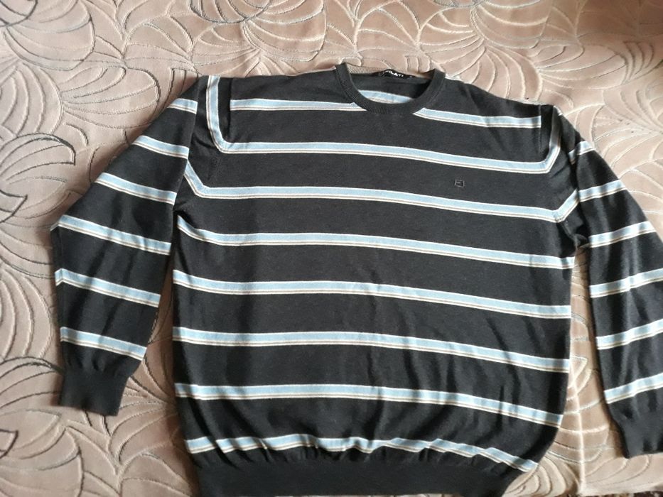 Sweter męski w paski grafit