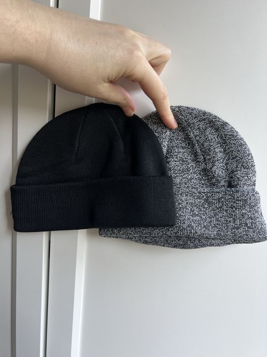 ASOS nowe 2 czapki mini fisherman beanie czarny szary melanż 2 set autumn winter jesień zima