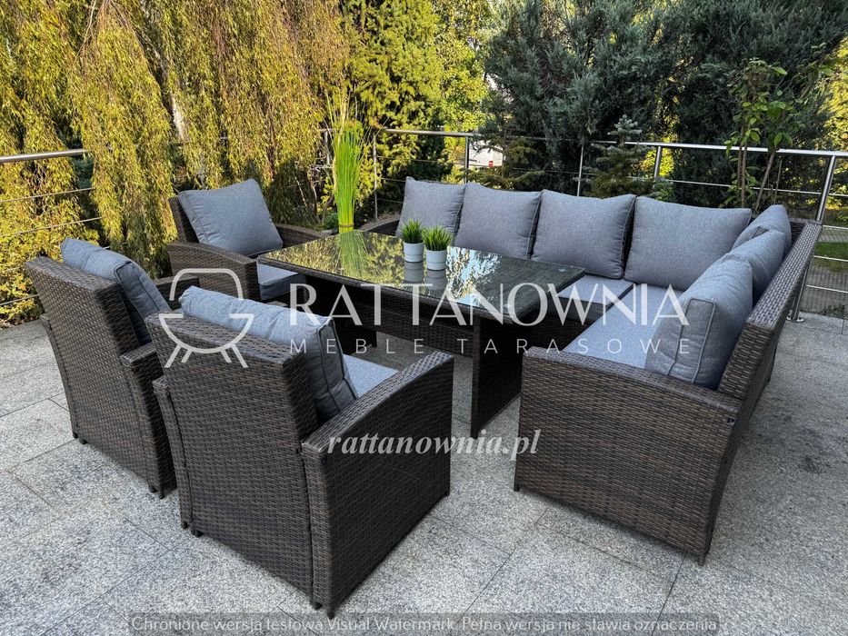 Narożnik Ogrodowy Zestaw Wypoczynkowy Technorattanowy 2 Kolory Premium