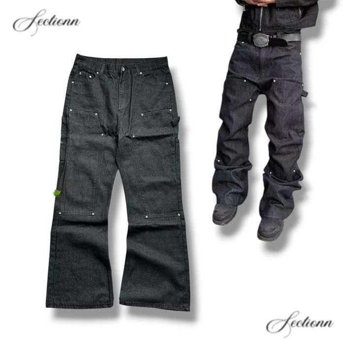 Raw denim flared bootcut double knee джинсы фларед клеш no faith studious кльош архівні буткат рав денім дабл ні