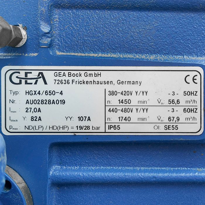 Zestaw sprężarkowy BOCK 3x sprężarka HGX4/650-4 wydajność 3×56,6 m3/h