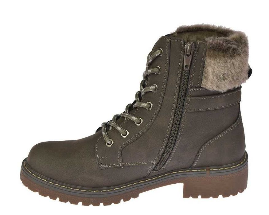 Botki damskie ocieplane glany na zamek trapery B-3-1344 szare rozm. 37
