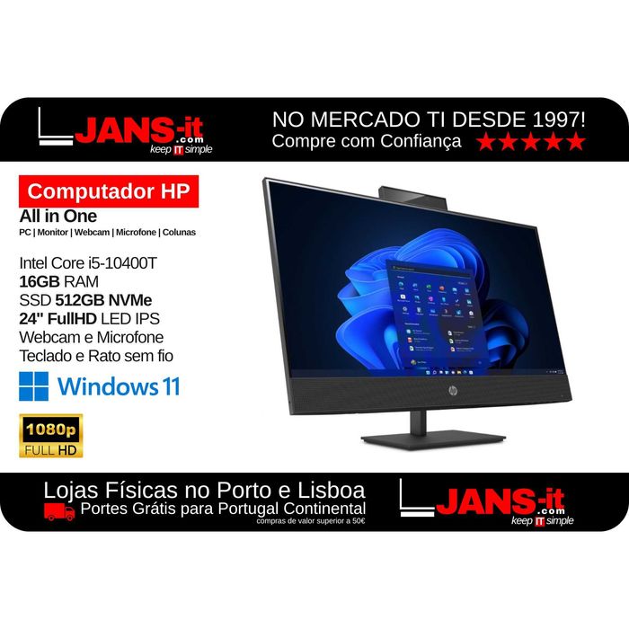 HP ProOne 440 G6 All-in-One | i5-10400T | 16GB | SSD 512GB | 24″ FHD