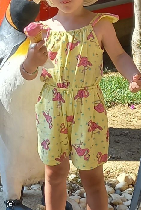 Next spodnium 104 kombinezon letni flamingi