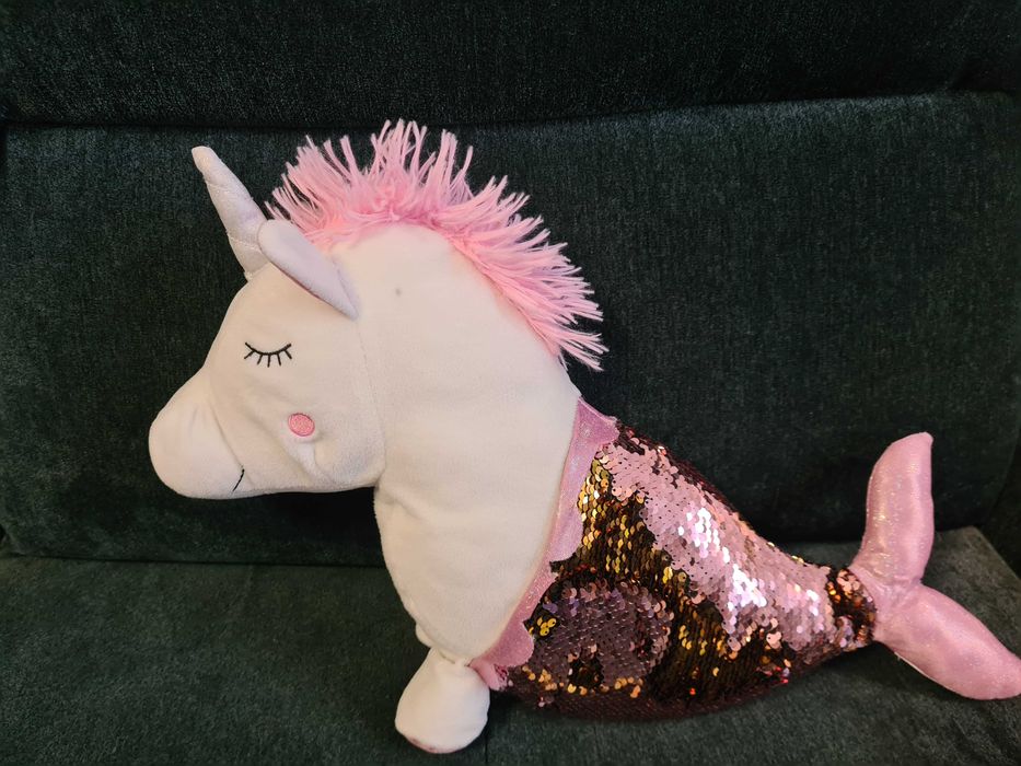 Maskotka jednorozec cekiny rozowe i zlote