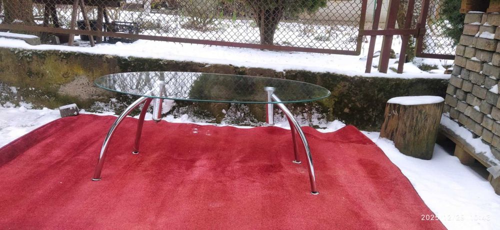 журнальний столик, скляний, овальний