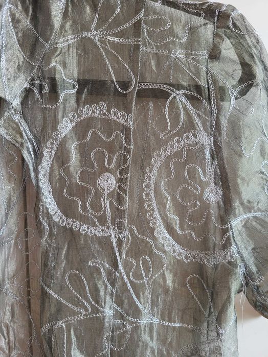 Colete Verde Tropa Semi-Transparente com Bordado - Brunella