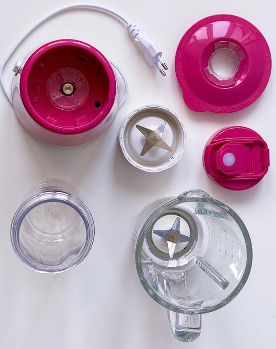 Блендер DSP KJ-2053 з шейкером 600 мл, 300 Вт — рожевий та зелений