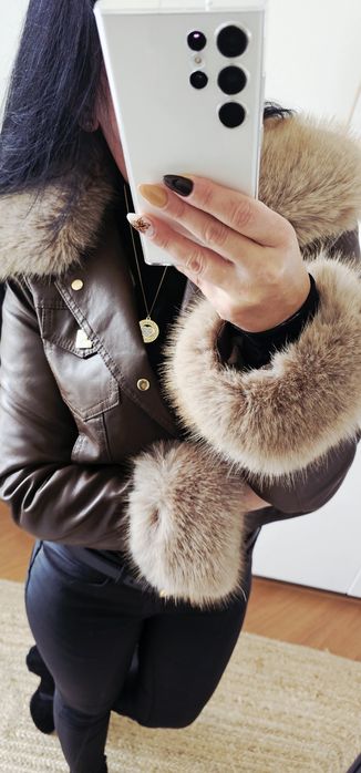 Kurtka ramoneska ocieplana z odpinanym futerkiem