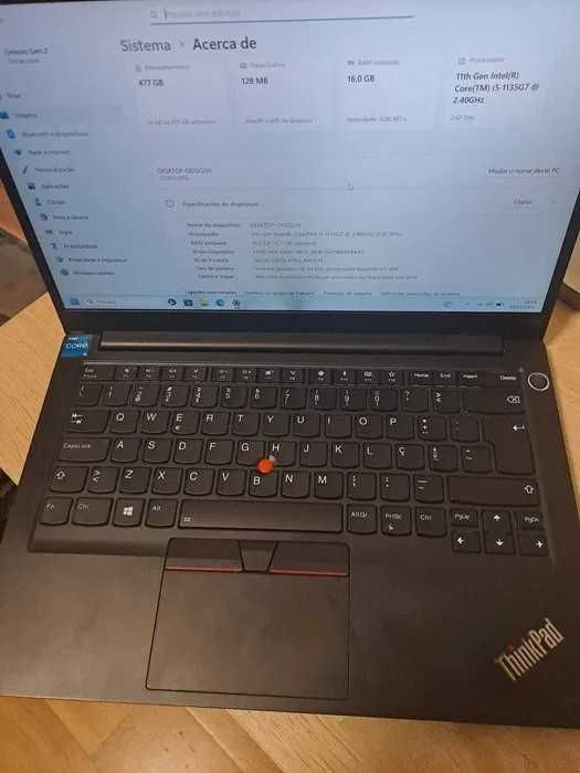 Lenovo E14 Gen.2 Proc I5 1135G7 11ªGer 8Gb Ram Disco 256 Gb c/Novo c/Garantia