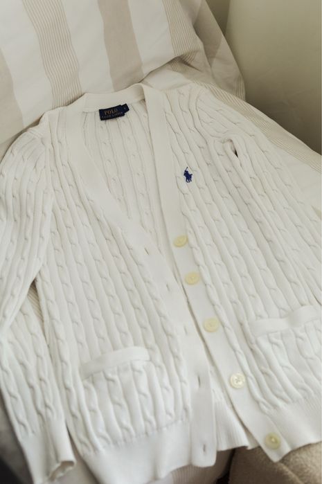 Кардиган кофта polo ralph lauren білий коси на ґудзиках cotton cardigan розмір s
