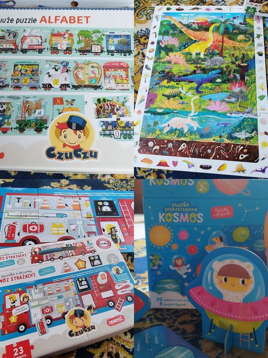 CZU CZU  puzzle przestrzenne zestaw kosmos straż dinozaury lokomotywa