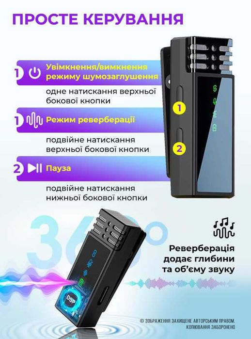 Мікрофон бездротовий для телефону петличний микрофон для айфона