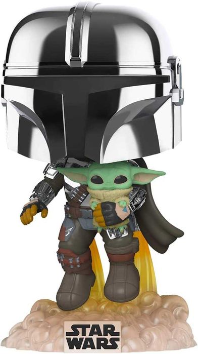 Star Wars - 402 - Mandalorian Flying Grogu Chrome Amazon Ed. Funko Pop