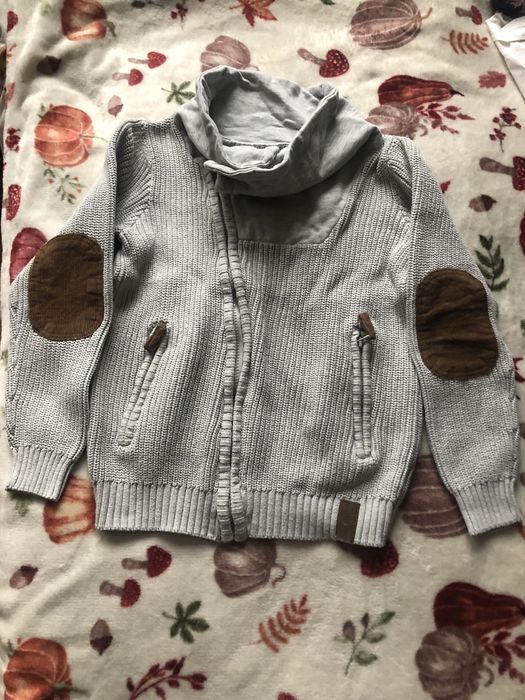 Sweter 122cm, rozpinany szary