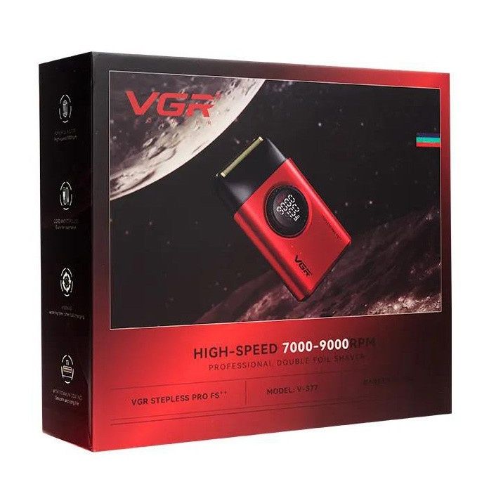 Електробритва VGR V-377 RED шейвер, 7000-9000 RPM, LED display