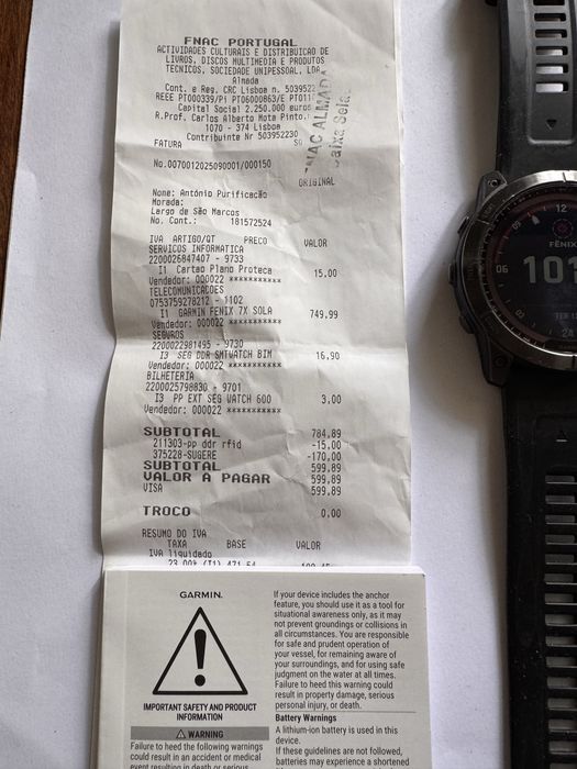 Relogio Garmin Fénix 7x gps solar