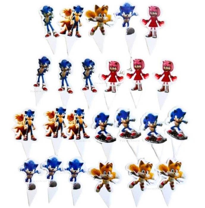 Sonic jeż hedgehog zestaw urodziny balony obrus toppery topper tort