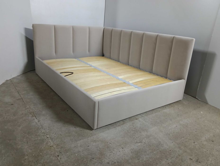 PROMOCJA ŁóżkoTapicerowane Młodzieżowe Narożne StelażMetalowyPojemnik