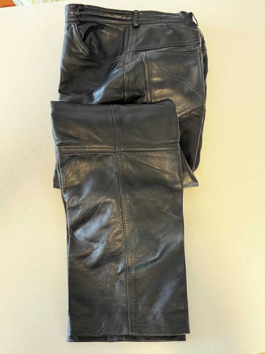 calças de couro/ leather trousers bike LADY size 29